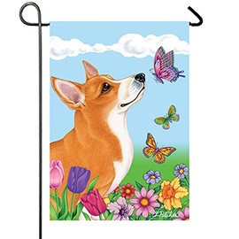 Corgi - Best of Breed Butterfly Garden Flag