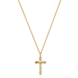LOYATA 14K Gold Plated Cross Necklace for Women Dainty Rugged Cross Pendant Necklace Simple Tiny Necklace Jewelry Gift