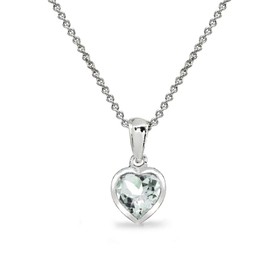 B. BRILLIANT Necklaces for Valentines Day Women Sterling Silver Teardrop Bezel Short Aquamarine Pendant Necklace for Bridesmaids Birthday