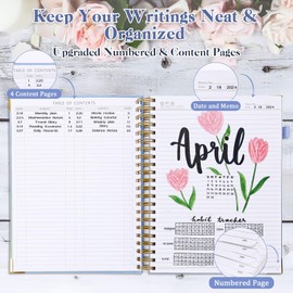 Spiral Notebook 8.5" x 11", Notebooks College Ruled, Hardcover Notebook with Numbered Pages, Notebook Journal for Women, Leather Journal Notebooks for Work, Writing, Thick Aesthetic Notebook, Green