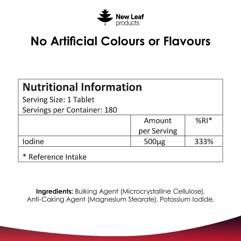 Iodine Tablets 100% RI - Vegan High Strength 180 Tablets