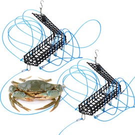 Therwen 2 Pack 10 Loop Crab Trap 6 Inch Length Catching Dungeness Crab Trap with Reserve Loops for Fishing Poles Dungeness Blue Red Rock Crabs