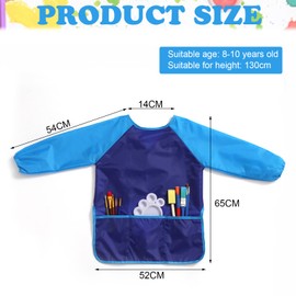Torytoe Painting Apron, Pack of 2 Craft Aprons Children Waterproof Painting Coat with Sleeves and 3 Pockets for Children from 7 to 12 Years for School Art Painting Cooking Nylon (Blue + Pink), Blue +