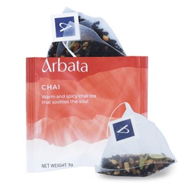 Arbata Chai Tea, 12 Pyramid Tea Bags Caffeinated Black Tea, Artisinal Naturally Flavored Spiced Masala Chai with Ginger, Cinnamon, Cardamom