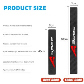 HUIANTS 4Pcs Car Door Sill Protector for RLX/MDX/ZDX/TLX/TL/RDX Series Accessories Fit for A SPEC, Carbon Fiber Leather Door Sill Sticker, Decoration Door Sill Scuff Plate Sticker for Auto Truck SUV