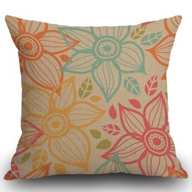 Smooffly Spring Cushion Cover Decorative Floral Throw Pillow Covers 18x18 Inch, Vintage Green Flower Print Decorative Double Sided Square Pillow Cases Pillowcase Sofa 45x45cm