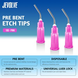 300PCs Dental Grade 18G Pre Bent Flow Dispensing Etch Tips by JEVOLVE | Blunt Tip Dispensing Disposable Oral Irrigation Tips for Multi-Use