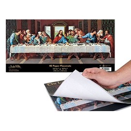 Last Supper Disposable Placemats Bulk Printed Paper Placemats for Dining Table or Kitchen Table Anti-Skid Disposable Table Mat Set of 40