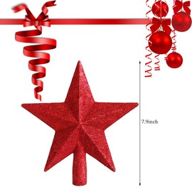 Star for Christmas Tree, Shiny Poinsettia, Christmas Tree Topper in Star Shape, Star for Christmas Tree, Christmas Tree Toppers, for Christmas Tree Decoration, Party Decoration, Red
