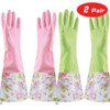 KINGFINGER Rubber Latex Cleaning Gloves, Dishwashing Gloves, Long Cuff and