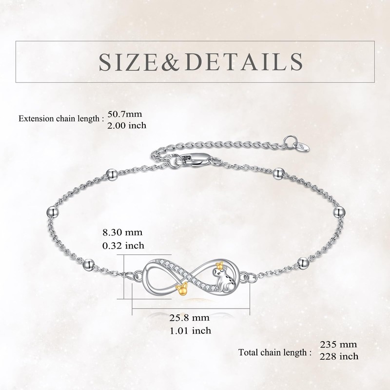POPLYKE Capybara Bracelet for Women Sterling Silver Infinity Bracelet Capybara
