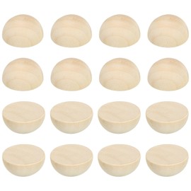 PATIKIL 25mm Half Wood Beads, 100 Pack Unfinished Natural Wooden Beads Round Split Wood Balls for Craft Art Ornaments Painting, Brown