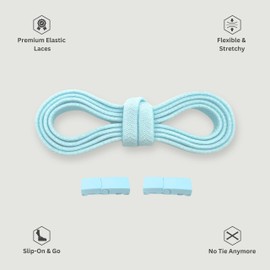 Nounex21 - Premium Elastic Shoelaces with Magnetic Metal Lock Closure, Set for Shoes without Tying - Quick Lacing System for Trainers, Mint blue