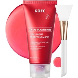 KOEC TXA Astaxanthin 3 In 1 Night Wrapping Mask,Mascarilla Facial Reafirmante Peel-off para Hidratar, Aportar Elasticidad Y Mejorar El Tono de la Piel, 80ML, Regalos para Mujer