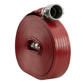 Pump Water Hose - Red PVC Drain Backwash Discharge Hose - Camlock Fittings 2" x 100'