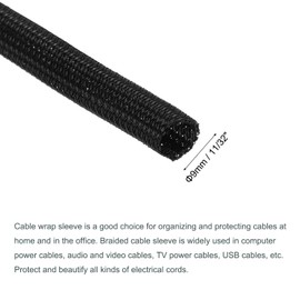 MECCANIXITY Split Sleeve Wire Loom 11/32" 9.84Ft Black Self Wrapping Braided Sleeve UL94-V2 Fireproof PET Sleeving for Automotive, Home Cable Management