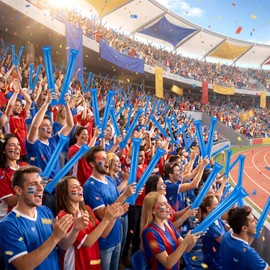 Civaner 48 Pcs Thunder Stick Team Spirit Boom Stick Cheering Accessories Cheerleading Spirit Noise Maker Plastic Clapper Inflatable Noise Maker Sports Supply(Blue)