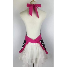 Kitchen Aprons Woman Retro Vintage Girl Polka Dot Cooking Pinafore Christmas Apron Dress (Dot Dark Pink)