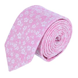 Trafalgar Men's Hanami Cherry Blossom Burst Linen Blend Novelty Necktie, Pink