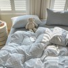 Blue Gingham Duvet Cover Set King Size Plaid Grid Checkered