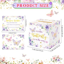 Fumete 51 Pcs Winter Diaper Raffle Tickets with Diaper Raffle Card Box for Baby Shower Games Boys Girls Gender Reveal Party(Purple Butterfly)