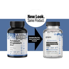 Magnesium Potassium Supplements w/Zinc - 90 Capsules - Magnesium Potassium Zinc for Vascular Health – High Absorption Vegan Supplement for Leg Cramps & Sleep Dr Seinfeld