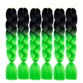 Jumbo Braids Hair, Crochet Ombre Braiding Hair, 6 Pieces, Kanekalon Hair Braiding Extensions for Crochet,Twist, Braiding Hair (Black Light Purple)