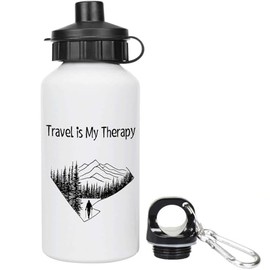 Azeeda 400ml 'Travel Is My Therapy' Kids Reusable Water/Drinks Bottle (WT00084808)