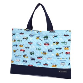 COLORFUL CANDY STYLE Lesson Bag & Shoe Case 2-piece Set Lesson Bag Shoe Case School Entrance Preparation Cool Boys Full Throttle Working Vehicles (Light Blue) NK301900