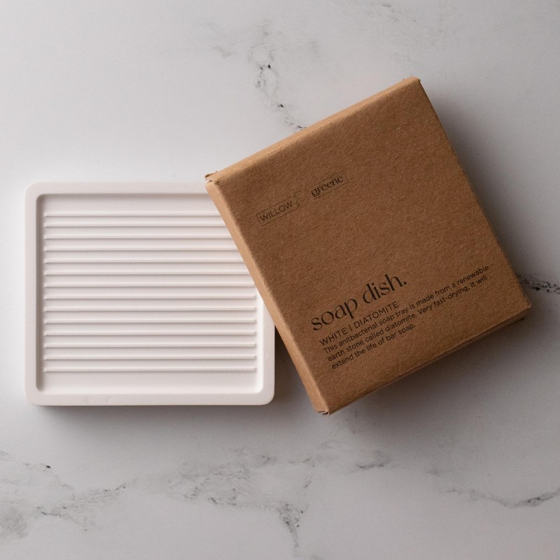 White Diatomite Soap Dish - Modern Minimalist Design - Premium