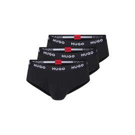 HUGO Men's Hipletter Triplet Pack of 3 Stretch Cotton Briefs with Logo on Waistband, New - Black1