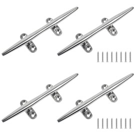 BALAVA 316 Stainless Steel Boat Cleats 6 inch,Boat Dock Cleats,Boat Docking Cleat Rope Cleats,Open Base Dock Cleats for Boat,Yacht,Decks,Nautical Decor,Screws Included (4 Pack)