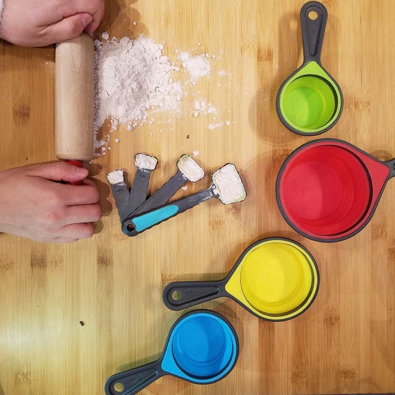 Collapsible Measuring Cups and Spoons - Portable Food Grade Silicone