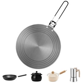 Induktion Adapterplatte, 23.6cm Induktion Adapter mit Faltbarem Griff, Adapter Induktionskochfeld, Edelstahl Moka Induktionskochtelleradapter für Kaffeemaschinen und Kochutensilien