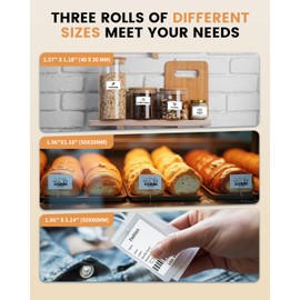 Ponek Label Maker Machine with 3 Tapes, M100 Bluetooth Label Printer, Versatile App with 3000 Icons and 300 Templates, 2 Inch Barcode Label Maker for Small Business, Office, Home, School, White