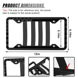 Silicone American Flag License Plate Frame, Patriotic USA Flag Car Tag Holder with Mounting Hardware Kit, 3D Stars and Stripes Car License Plate Cover Bracket for Front Rear (2 Sets)