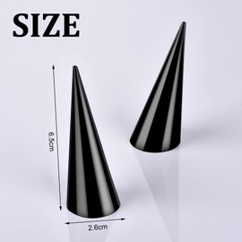 Jetec Clear Acrylic Crystal Ring Holder Acrylic Ring Display Jewelry Holder Wedding Ring Display Cone Support Single Finger Rings Showcase Stand for Jewelry(Black, 6 Pieces)