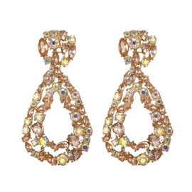 EVER FAITH Geometric Oval Raised Earrings, Vintage Statement Drop Dangle Earrings for Women Girls Red, Base Metal, No Gemstone