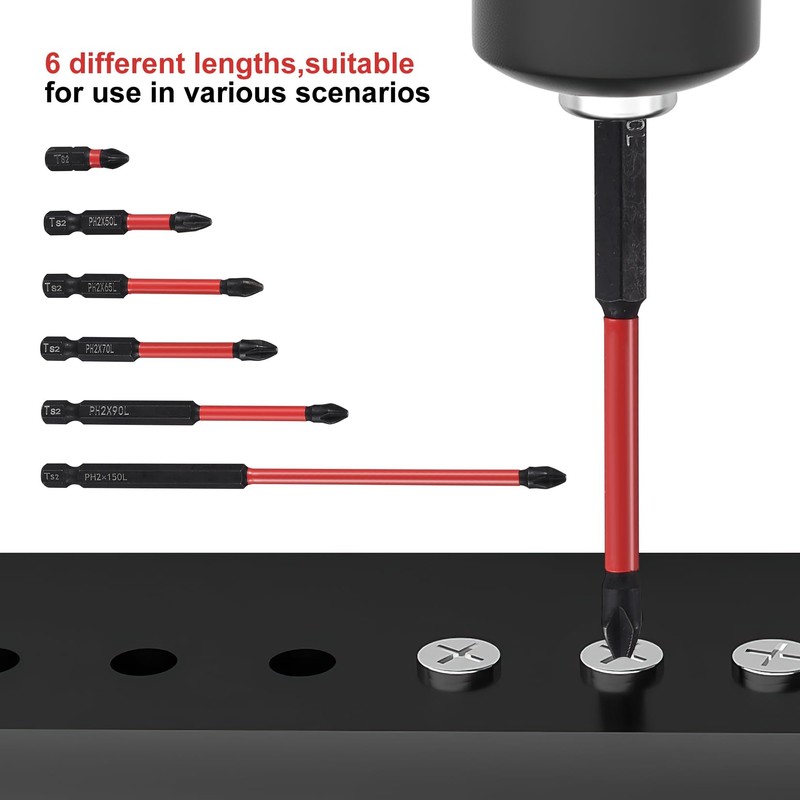 6 Pcs Magnetic Screwdriver Bit Sets, Phillips PH2 Anti-Slip and