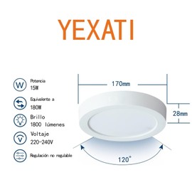 Yexati LED Panel Round 15W 1800LM LED Ceiling Light Round 6500K Cool White Driver Included IP44 Angle 120 for Bedroom Kitchen Living Room Bathroom Dining Room Hallway 170x28mm