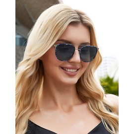 BIRCEN Women Sunglasses Polarized UV - Protection Womens Round Mirrored Trendy Aviator Shades BC2002