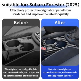 LUNQIN Car Center Console Armrest Front Cup Holder Trim Panel for Subaru Forester 2025 2026 Auto Interior Decorations Accessories Central Control Protection Cover Carbon Fiber Style Kit