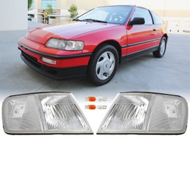 USR DEPO 90-91 CRX Corner Lights - Front Cornering Parking Turn Signal Lamp Set (Left + Right) Compatible with 1990-1991 Honda CR-X DX HF Si (All Clear Lens)