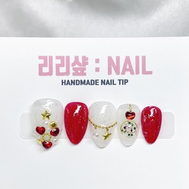 Christmas Tree Handmade Nail Tips - Oval / 크리스마스 트리 수제네일팁 - 오벌
