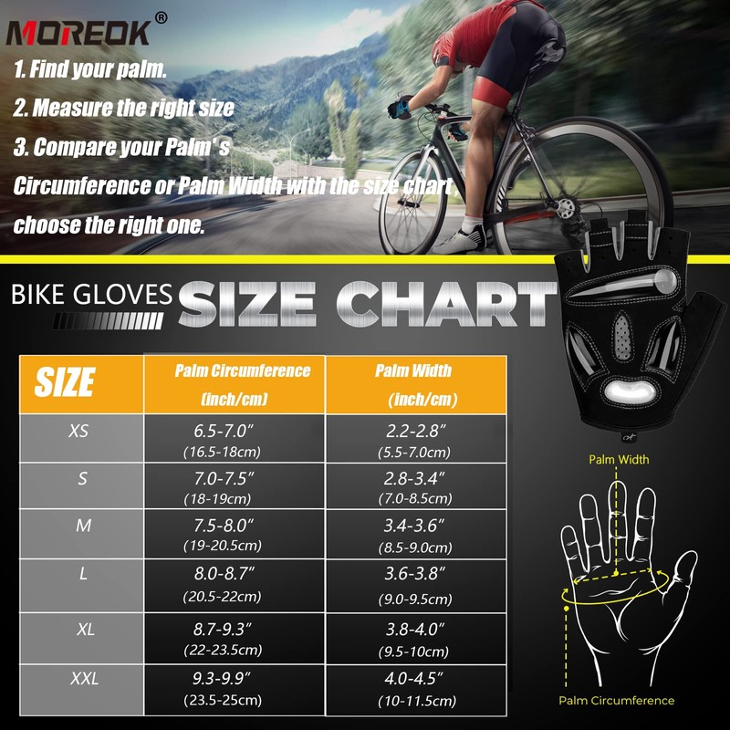 MOREOK Cycling Gloves Bicycle Road Bike Gloves, Half Finger Gel