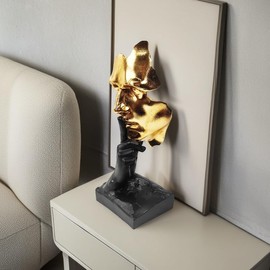 EPTUEGA Thinker Statue-Silence is Gold-Abstract Art Figurine Decor - No Hear No See No Speak Modern Home Resin Sculptures Decorative Objects Decor for Home Office Bookshelf Desktop