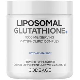 Codeage Polvo de Glutatión Liposomal - 1000 MG de L-glutatión Reducido Vegano por Porción, Administración - Suministro para 2 Meses - sin Sabor - Fosfolípido -, Codeage, NUTRITIONAL_SUPPLEMENT, sin Sa