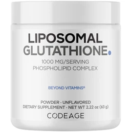 Codeage Polvo de Glutatión Liposomal - 1000 MG de L-glutatión Reducido Vegano por Porción, Administración - Suministro para 2 Meses - sin Sabor - Fosfolípido -, Codeage, NUTRITIONAL_SUPPLEMENT, sin Sa