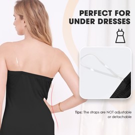 MANCYFIT Women's Tube Top Dress Slip Sleeveless Underdress Invisible Straps Black Medium