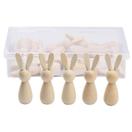 AIXXCUVQ Handmade Wooden Rabbit Figurine Easter Crafts And Activities Easter Bunny Statues DIY Painted Wooden Bunny Safe Odorless, 12pcs